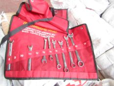 Heshang Tools 12 Piece chrome vanadium steel combination spanner set, new in carry roll.