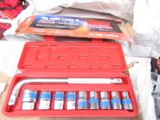 10 Piece MLG Tools socket set with L type handle, new and boxed