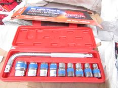 10 Piece MLG Tools socket set with L type handle, new and boxed