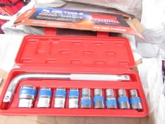 10 Piece MLG Tools socket set with L type handle, new and boxed