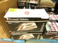 Russell Hobbs Pearl Glide Rose 2600w steam iron, unchecked and boxed.