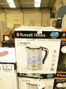 Russell Hobbs Purity kettle, untested and boxed.