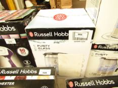 Russell Hobbs Purity Glass kettle, untested and boxed.
