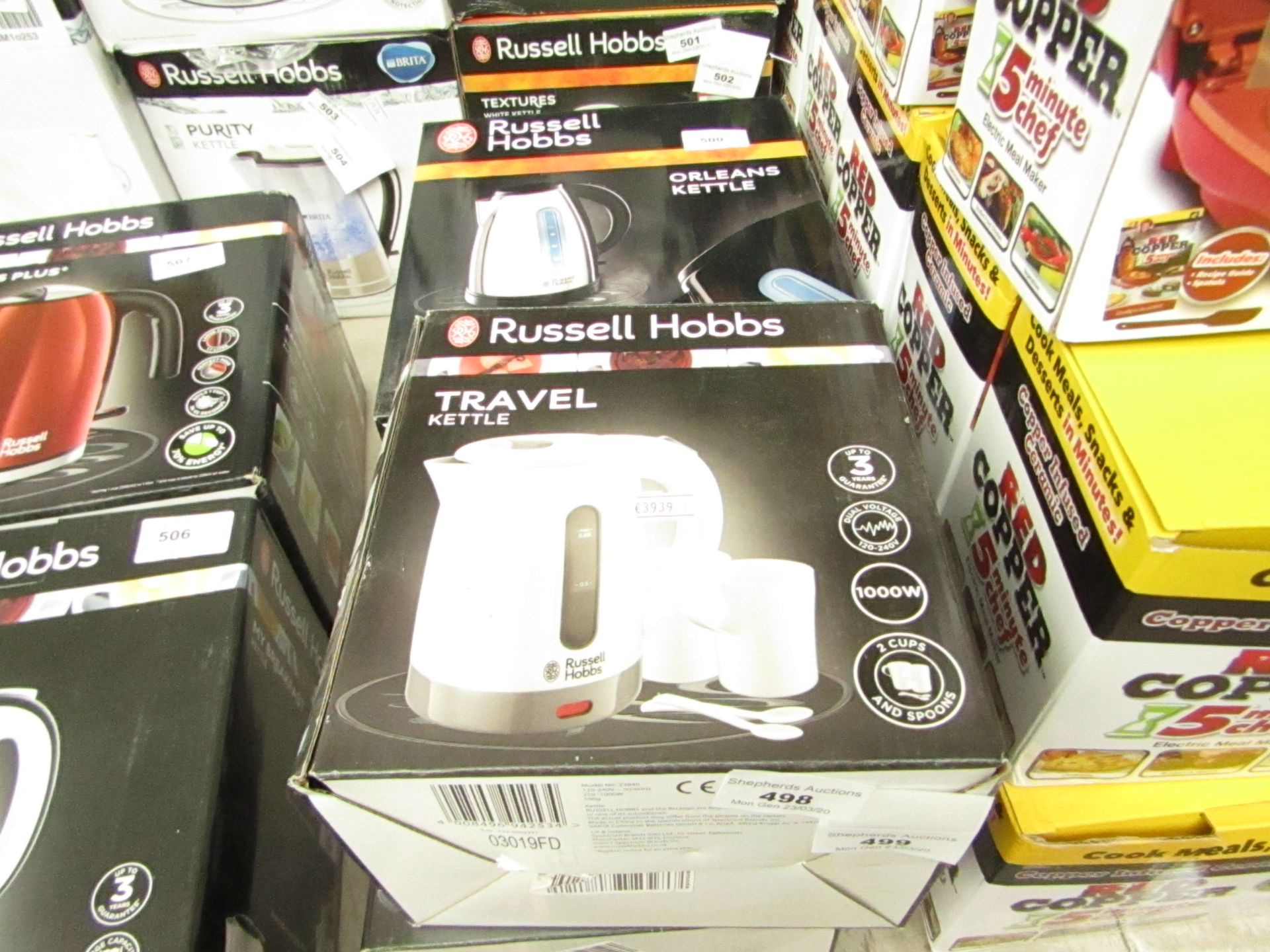 Russell Hobbs Travel kettle, untested and boxed.