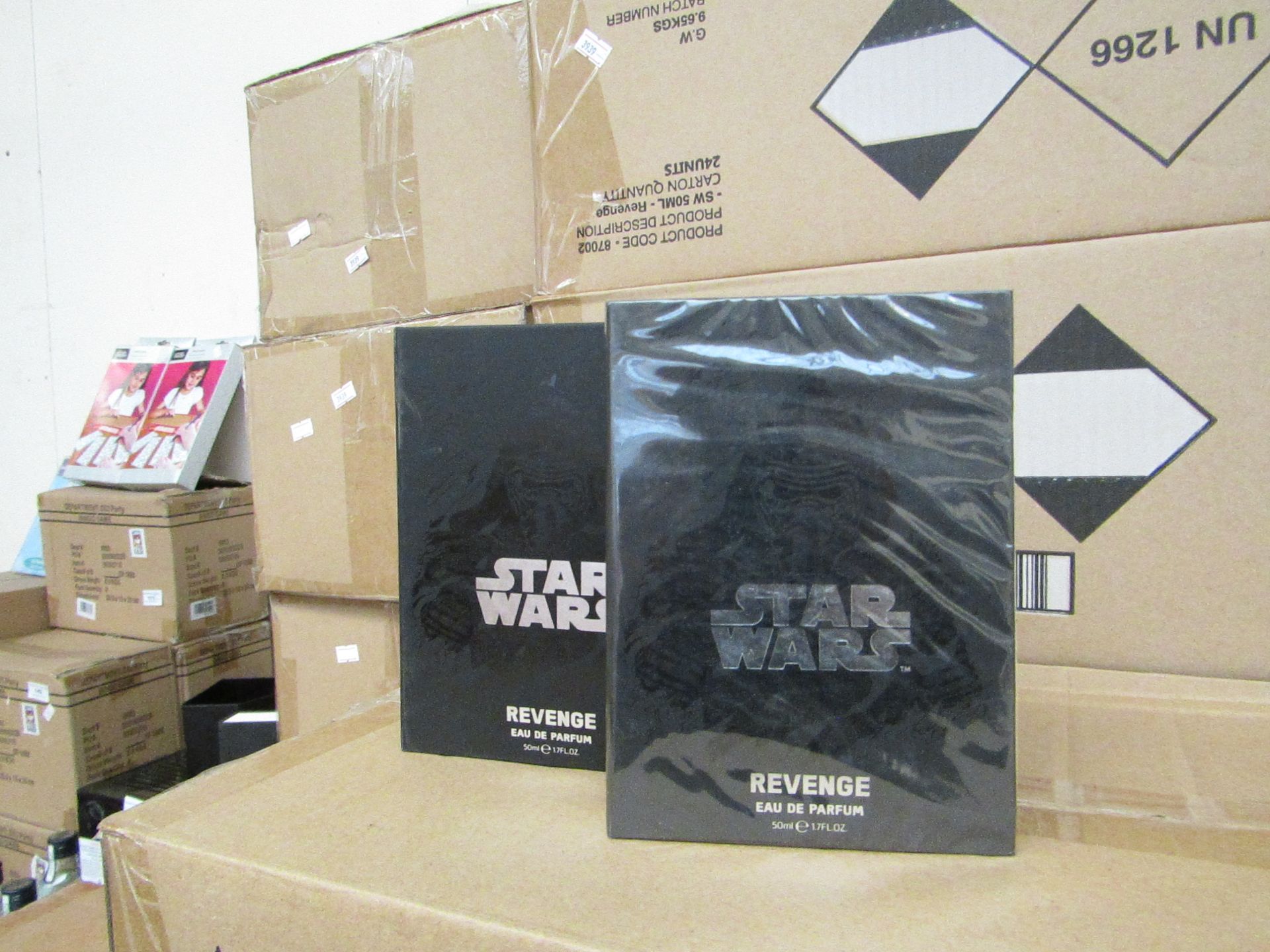 Box of 24x Star Wars Revenge 50ml Eau De Parfum, new and boxed.