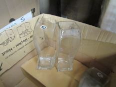 2 x Curvy Glass Vases, New.