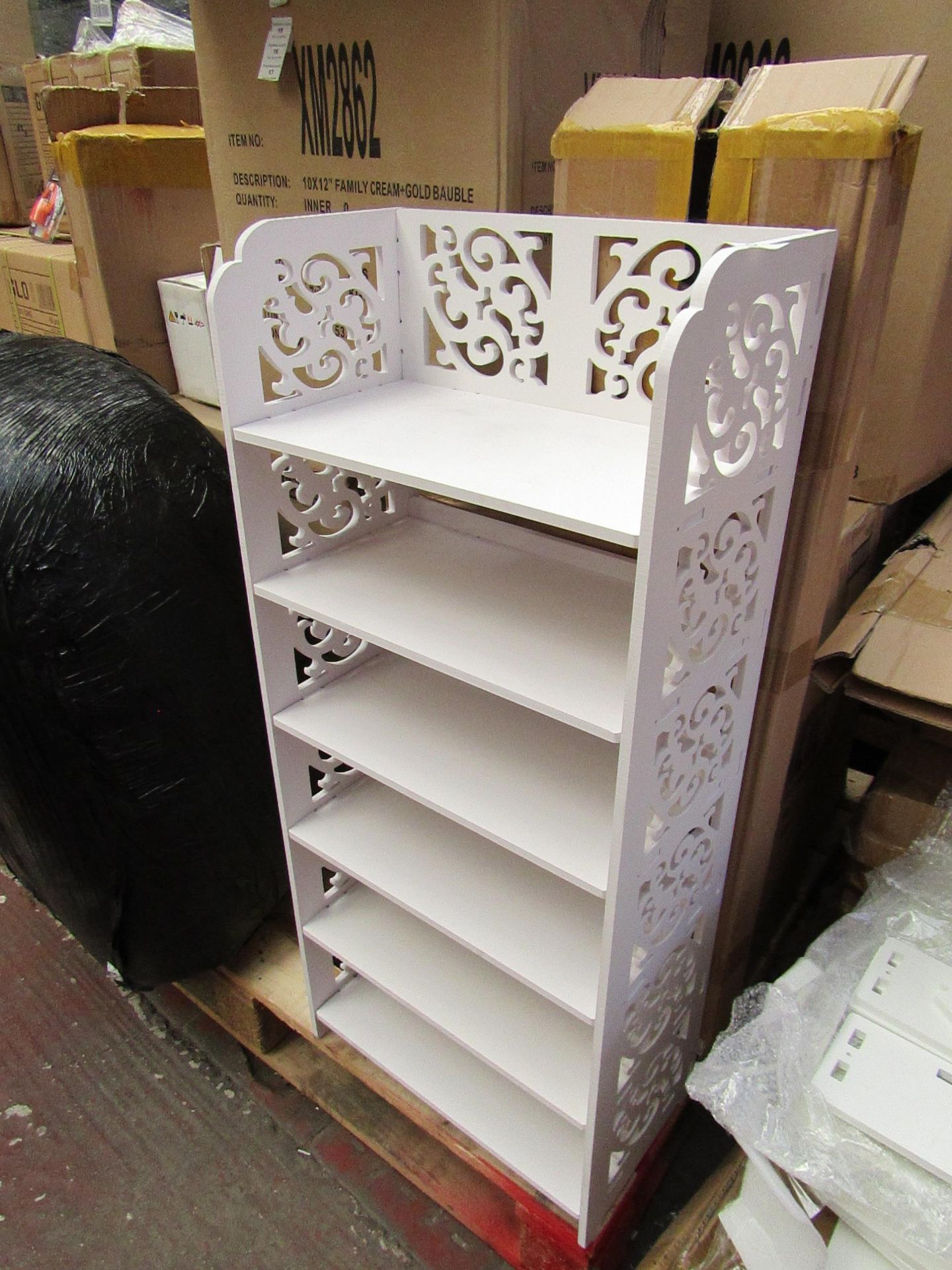 White Wooden Shelf Unit - Good Condition & Includes Box.