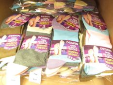 12 x Pairs of Ladies Design Non Elastic Socks size 4-7 new in packaging (see image for design)