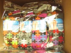 12 X Pairs of Mens Design Socks size 6-11 new in packaging (see image for design)