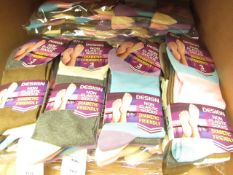 12 x Pairs of Ladies Design Non Elastic Socks size 4-7 new in packaging (see image for design)