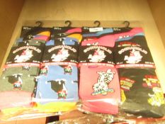 12 X Pairs of Ladies Sockaholic Design Socks size 4-7 new in packaging