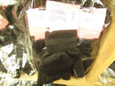 12 x pairs Ladies Fresh Feel Black One Size Magic Gloves all new & package