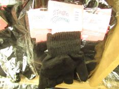 12 x pairs Ladies Fresh Feel Black One Size Magic Gloves all new & package