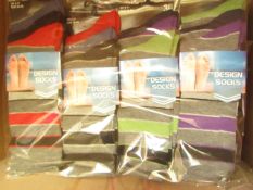 12 X Pairs of Mens Design Socks size 6-11 new in packaging (see image for design)