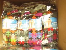 12 X Pairs of Mens Design Socks size 6-11 new in packaging (see image for design)