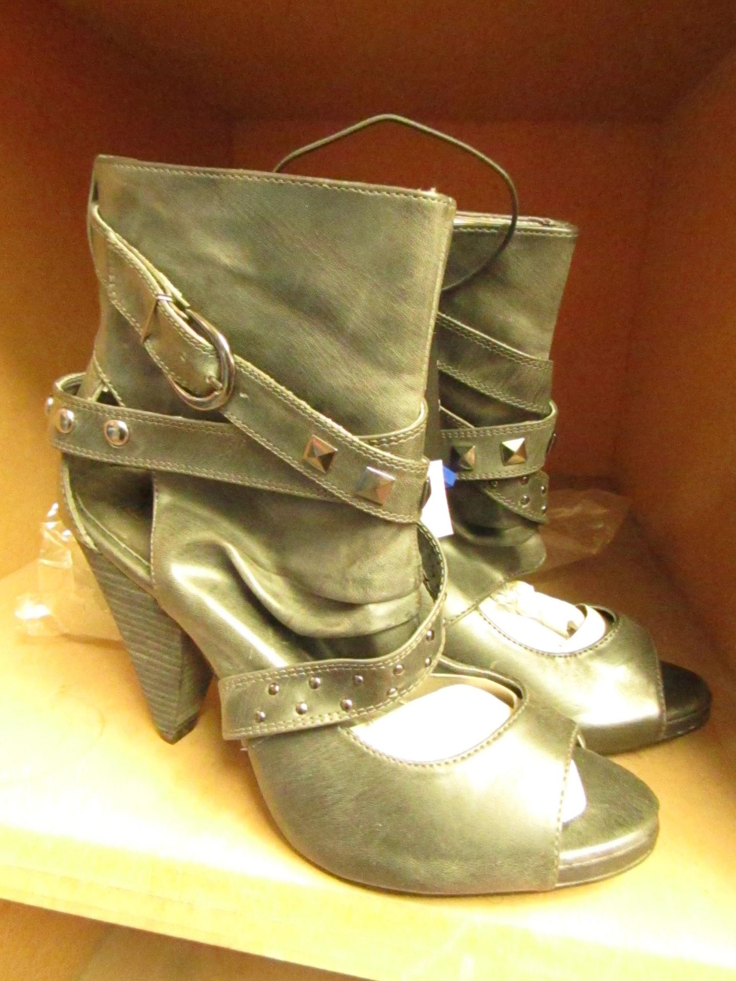 F & F Grey Ladies Open Toe Boots size 3 RRP £25 new with tag