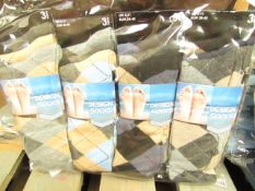 12 X Pairs of Mens Design Socks size 6-11 new in packaging (see image for design)