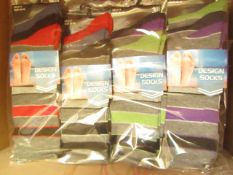 12 X Pairs of Mens Design Socks size 6-11 new in packaging (see image for design)