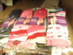 12 X Pairs of Ladies Design Socks size 4-7 new in packaging (see image for design)