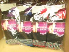 12 X Pairs of Ladies Design Socks size 4-7 new in packaging (see image for design)