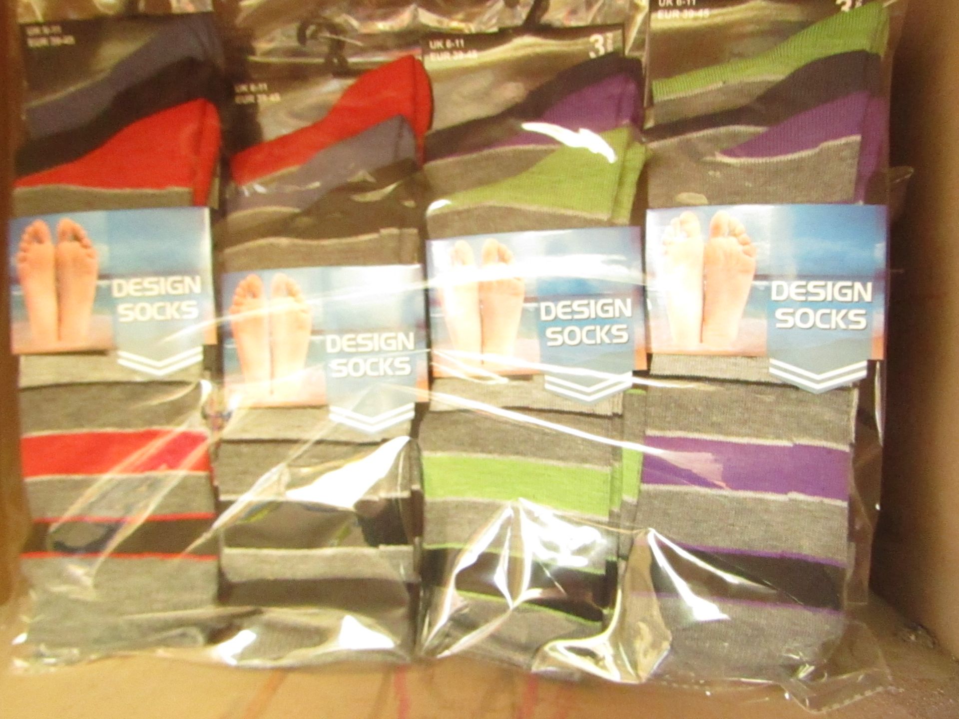 12 X Pairs of Mens Design Socks size 6-11 new in packaging (see image for design)