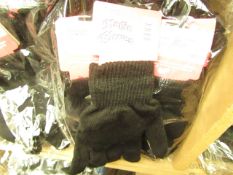 12 x pairs Ladies Fresh Feel Black One Size Magic Gloves all new & package