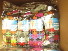 12 X Pairs of Mens Design Socks size 6-11 new in packaging (see image for design)