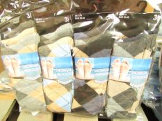 12 X Pairs of Mens Design Socks size 6-11 new in packaging (see image for design)