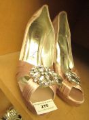 Ruby Prom Nude Platform High Heel Shoes with Embelishments size 5 new (see image for design)