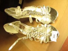 Ruby Prom Sliver High Heel Shoes with Embelishments size 3 new (see image for design)