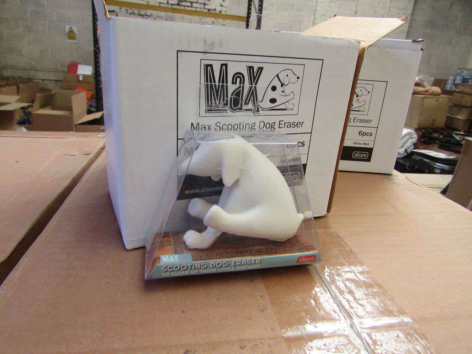 96 x Max Scooting Dog Erasers new & packaged