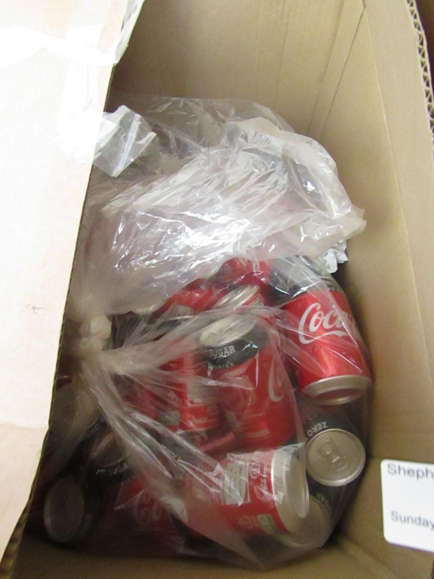 Approx 35x 330ml Coca Cola Zero cans. BB 31/08/2020