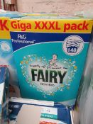 9Kg Fairy Non Bio 140 washes washing powder, Kg listed amount is an approx.