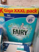 9Kg Fairy Non Bio 140 washes washing powder, Kg listed amount is an approx.