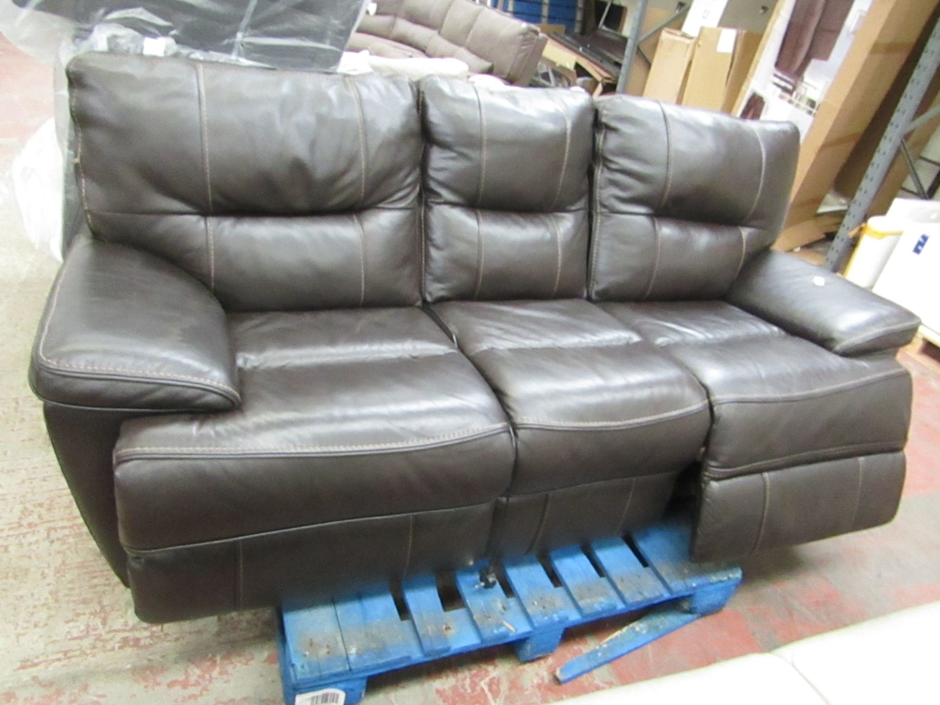 3 Seater brown electric reclining sofa, tested working