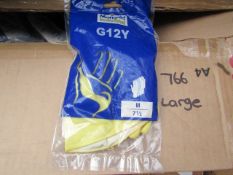 12x Pairs of Yellow rubber gloves, new