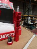 1x Dekton 6 LED ratchet torch with 6 Screw driver Bits in the base, new