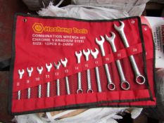 Heshang Tools 12 Piece chrome vanadium steel combination spanner set, new in carry roll.