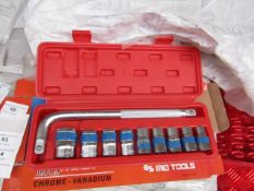 10 Piece MLG Tools socket set with L type handle, new and boxed