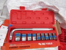 10 Piece MLG Tools socket set with L type handle, new and boxed