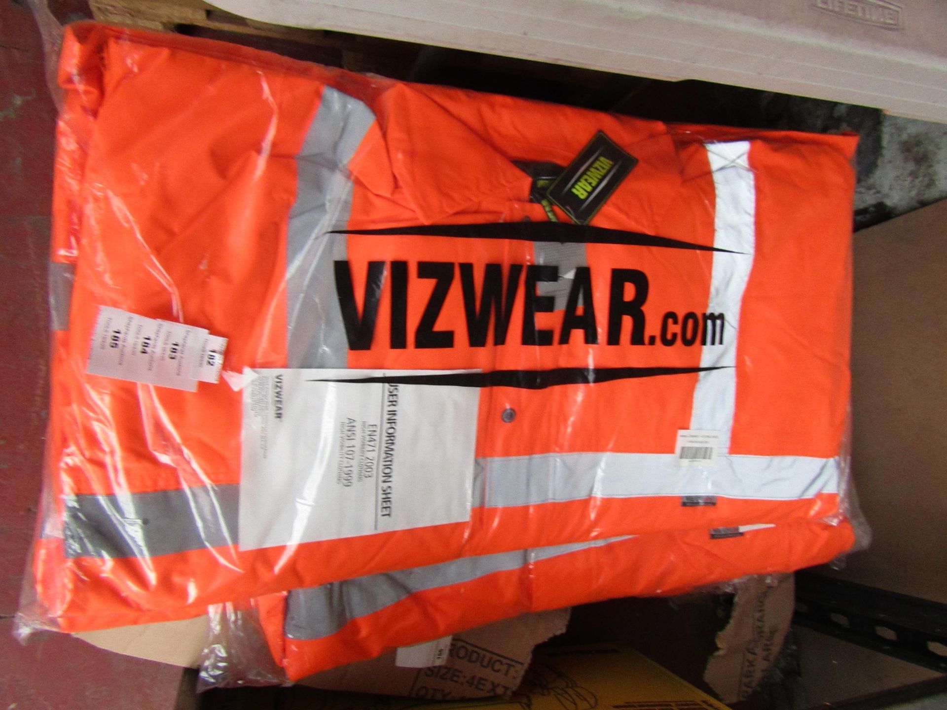 Vizwear hi vis jacket, size 4XL, new and packaged.