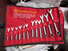 Heshang Tools 12 Piece chrome vanadium steel combination spanner set, new in carry roll.