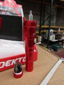 1x Dekton 6 LED ratchet torch with 6 Screw driver Bits in the base, new