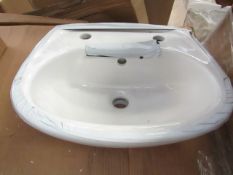 2x Oxford 2TH cloakroom basin, new and boxed.