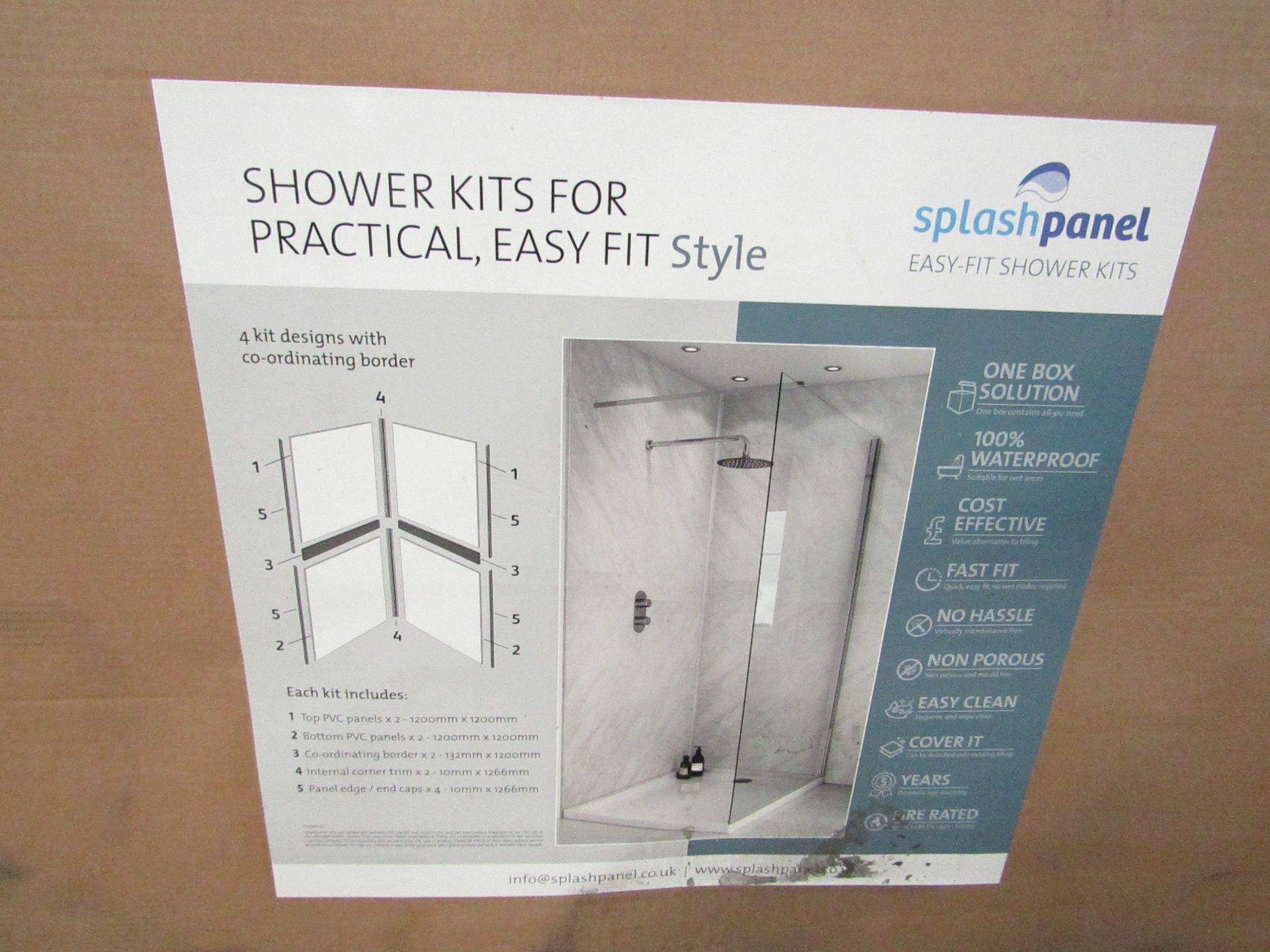 Splash Panel 2 sided shower wall kit in Classic Marble, new and boxed, the kit contains 2 - Image 2 of 4