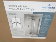 Splash Panel 2 sided shower wall kit in Artic Sparkle gloss, new and boxed, the kit contains 2