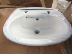 2x Oxford 2TH cloakroom basin, new and boxed.