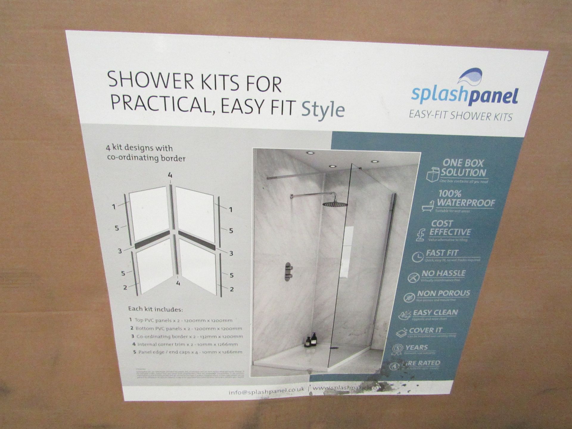 Splash Panel 2 sided shower wall kit in Classic Marble, new and boxed, the kit contains 2 - Image 3 of 4