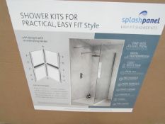 Splash Panel 2 sided shower wall kit in Artic Sparkle gloss, new and boxed, the kit contains 2
