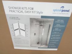 Splash Panel 2 sided shower wall kit in Artic Sparkle gloss, new and boxed, the kit contains 2